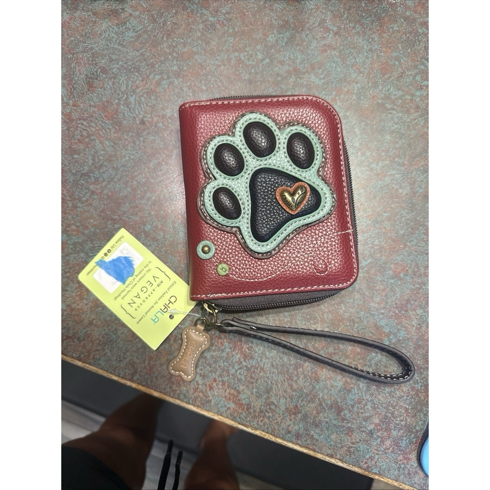 Chala Zip Around Wallet 839 * NEW * Paw print With Bone Dangle New With Tag
